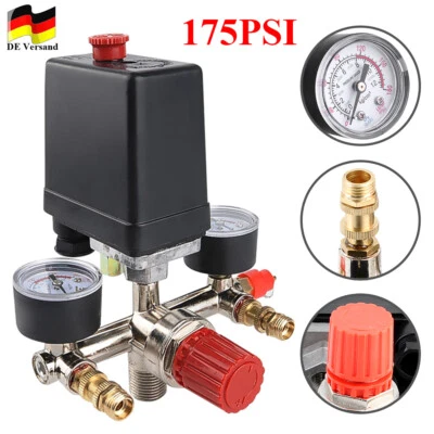MARKENLOS DE Druckregler mit Druckschalter für Kompressor 2 Anzeigen Sicherheitsventil DHL