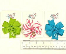 3 Personalized Hair Bow Lot, 2.75" Girls Monogram Turquoise, Green, Initial G