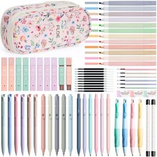 65PCS Aesthetic School Supplies with Cute Pencil Case Pastel Highlighters Gel...