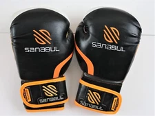 Sanabul Essential Gel Boxing Gloves 12 oz Black and Orange Punching Bag Gloves