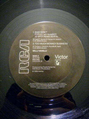 Milli Vanilli – Baby Don't Forget My Number (Subway Mix). Australian Pressing - Picture 4 of 5