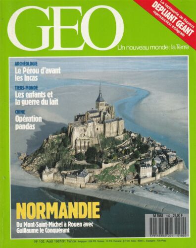 Géo magazine, n°102, août 1987. Neuf. Normandie, Archéologie, Tiers-Monde, Chine - Afbeelding 1 van 1
