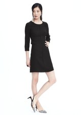 New Banana Republic Black S 4 Dress Work party 3/4 slv Sheath Laser cut