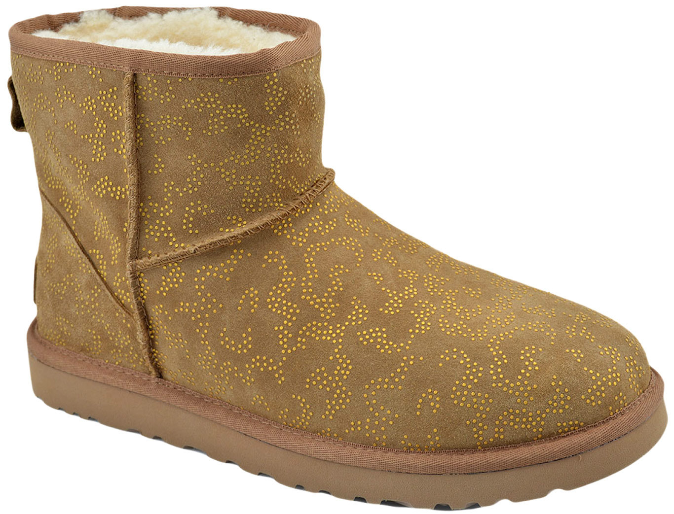 $225 UGG Brown CLASSIC MINI METALLIC CONIFER Mouton Fur Ankle Boots SOLD OUT!!!