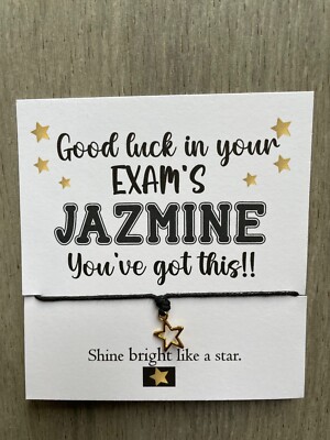 SATs, GCSE, Prüfung Viel Glück Geschenke, PERSONALISIERT, Wunscharmband, Schule, Unisex