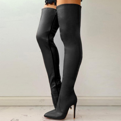 Women Sexy High Heel Over The Knee Thigh High Boots Zipper Shoes Boots Plus Size