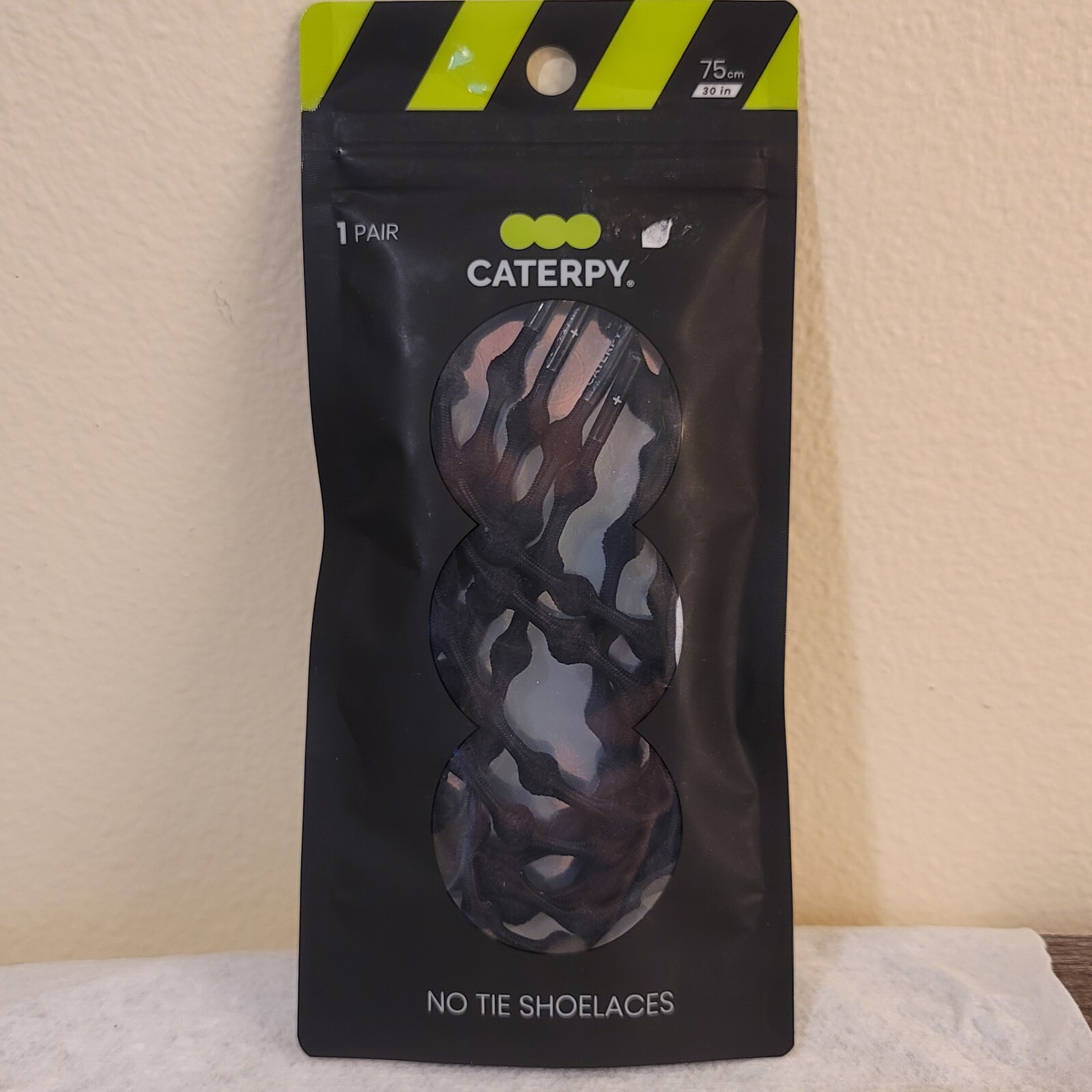 Caterpy Run No-Tie Shoelaces in Sleek Jaguar Black Design