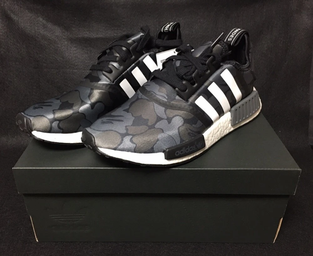 New adidas x BAPE NMD R1 Army Camo US7.5 Bathing Ape Shoes Free Shipping |