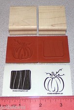 Pumpkin Rubber Stamp Vertical Background Lines by Stampin Up Little Layers II