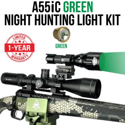 Wicked Lights A55iC GREEN Night Hunting Light Kit for Coyotes, Hogs, Foxes W2104