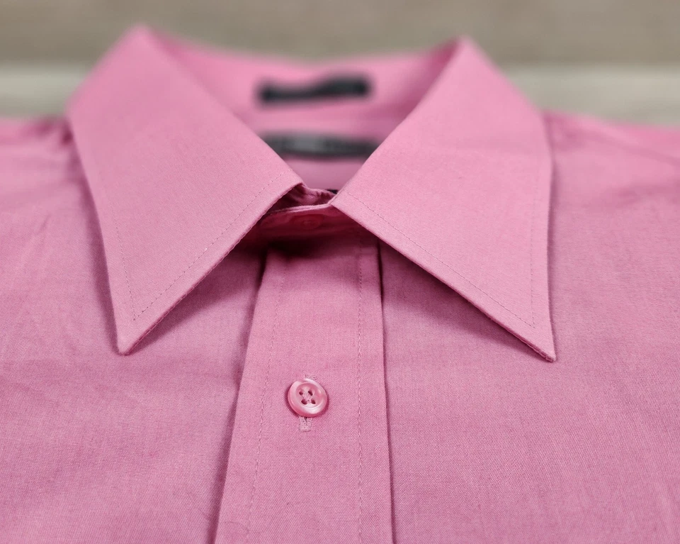 Camisa de vestir de colección Oleg Cassini para hombre 18,5 roja manga larga abotonada lisa nueva sin etiquetas Foto 4 de 4