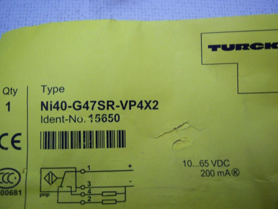 Turck Proximity Sensor Ni40-G47SR-VP4X2 10-65 VDC 200 Ma 40mm - Image 2 of 2