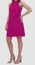 Vince Camuto Women's Purple Tie-Neck Shift Dress Petite Size 2P