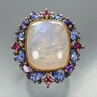 Handmade 26 ct+ Natural Moonstone Ring 925 Sterling Silver Size 8 /R480344
