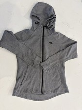 Nike Women's Gray Hooded Full Zip Lightweight Jacket with Pockets Thumbholes M