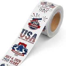 500 Pcs 250th Anniversary Sticker Roll 1.5 Inch Patriotic 250th Anniversary D...
