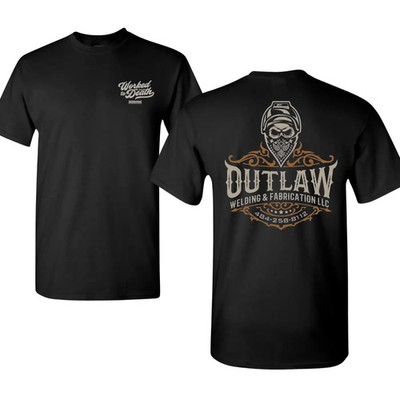 Outlaw Welding & Fabrication T-Shirt, Welder Skull Mask Graphic Tee