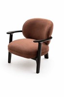 Designer Sessel Braun Stoff Holz Modern Wohnzimmer Komfort Stil