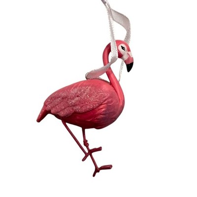 Kurt Adler Pink Flamingo Christmas Ornament with Glitter Accents coastal beach