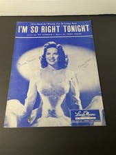 I m So Right Tonight 1947 Vintage Sheet Music Leeds Music Dunham Shand