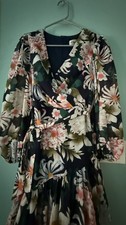 Eliza J Women's Floral Garden Party  Ballon Sleeve Romantic Maxi Dress 6 NWOT