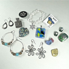 Costume Jewelry Assorted Lot of 13 Items Bracelet Earrings Pendants Pins Variety