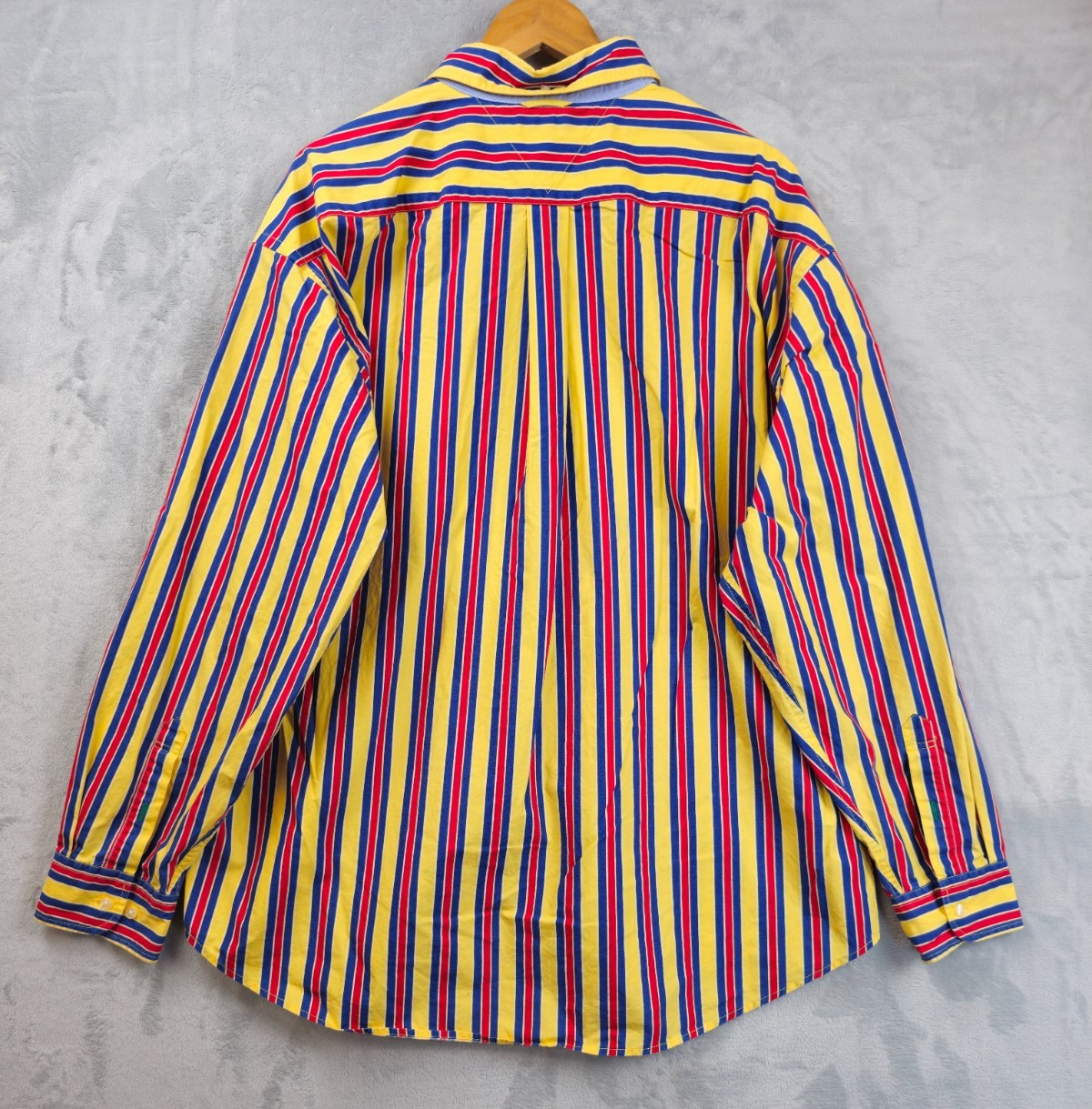 Vtg 90s Tommy Hilfiger Yellow Red Blue Striped Button Down Shirt XXL ...