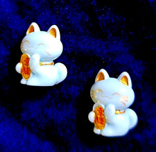 Minkaklecks  1x Mini Glückskatze Glück Glücksbringer  Hellblau  26mm