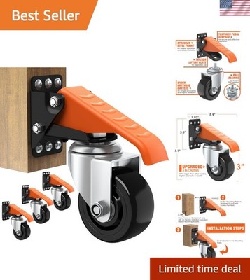 Workbench Casters Wheels Kit 920 Lbs Capacity Retractable Casters Set of 4 He...