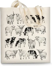 Canvas Tote Bag Aesthetic for Women, Cute Reusable Cloth Cotton Bags for Shoppin