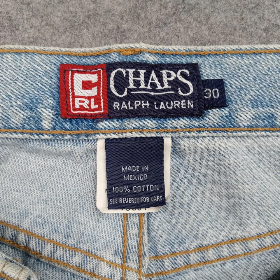 Pantalones Cortos de Denim Chaps Ralph Lauren Para Hombres 30 Azul Claro Lavado 5 Bolsillos Cremallera Mosca Informales Foto 3 de 4