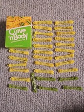 Vintage Spin Arm Swing Perm Rods Curlers Lot of 29 Toni Rollers Green Yellow Box