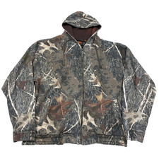 Vintage Camo Hoodie Men XL Full Zip Jacket 90s Y2K Woodland Hunting 2000s