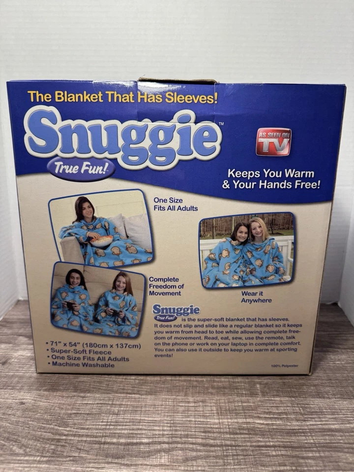 SNUGGIE THE BLANKET THAT HAS SLEEVES AS SEEN ON TV BLUE/MONKEY NEW IN BOX - Image 3 of 4