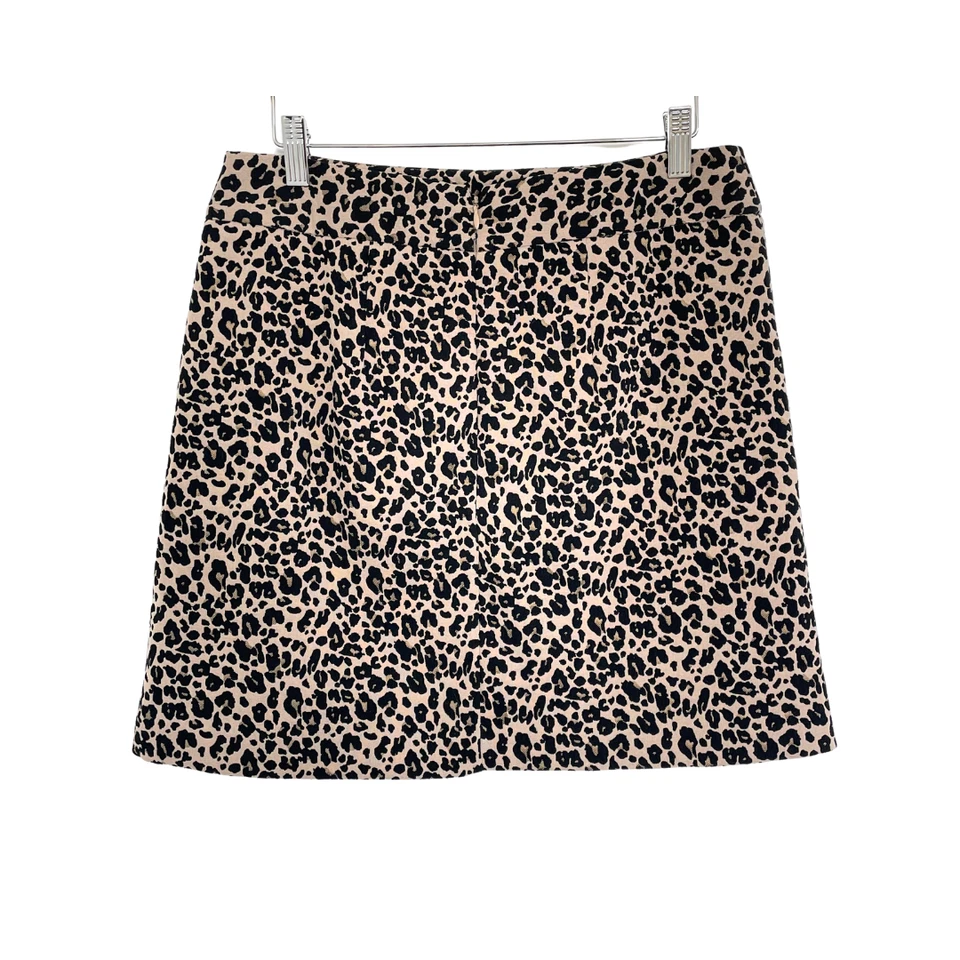 Falda LOFT Mujer 6 Pequeña Mini Animal Estampado Leopardo Negro Tostado Bolsillos Ann Taylor Foto 4 de 4