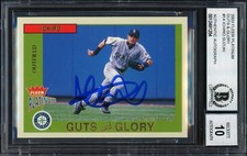 Ichiro Suzuki Signed 2003 Fleer Platinum Guts and Glory Card 14 Auto 10 Beckett