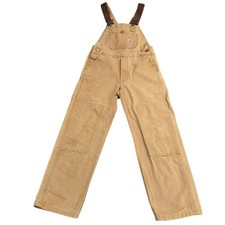 Carhartt YYR01 BRN Double Knee Bib Overalls Youth Junior Large Brown Tan Outdoor