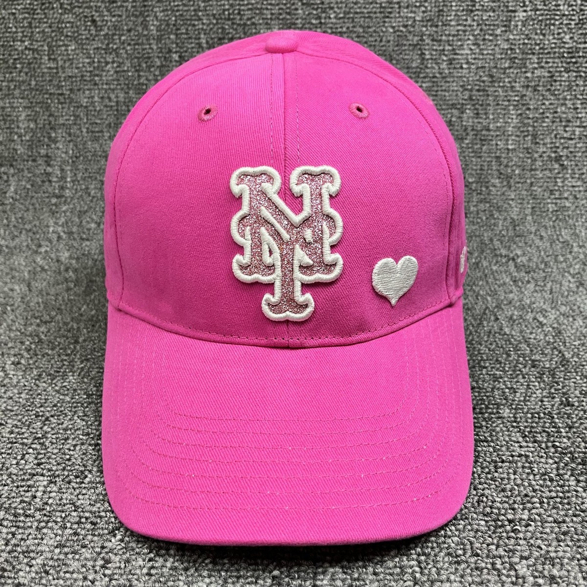 New York Yankees '47 Brand Kids Pink Glitter Sparkle Heart MVP Adjustable Hat