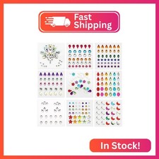 9 Sheets Face Gems Stickers, Self-Adhesive Fa...