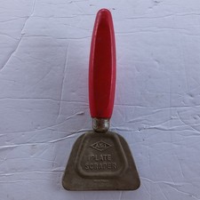Vintage Plate Scraper A&J Kitchen Tool Red Wooden Handle Made In USA