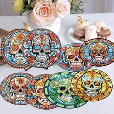 Sugar Skull Coasters 5D Diamond Painting Kit Set Of 8 Day of the Dead Mexican Fl