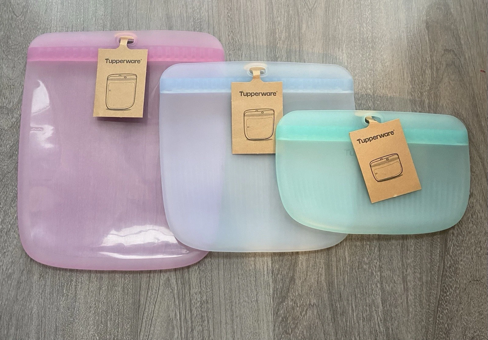 Tupperware Ultimate Silicone Slim Bag Set 3 Bags 300, 980mll, 1.6L