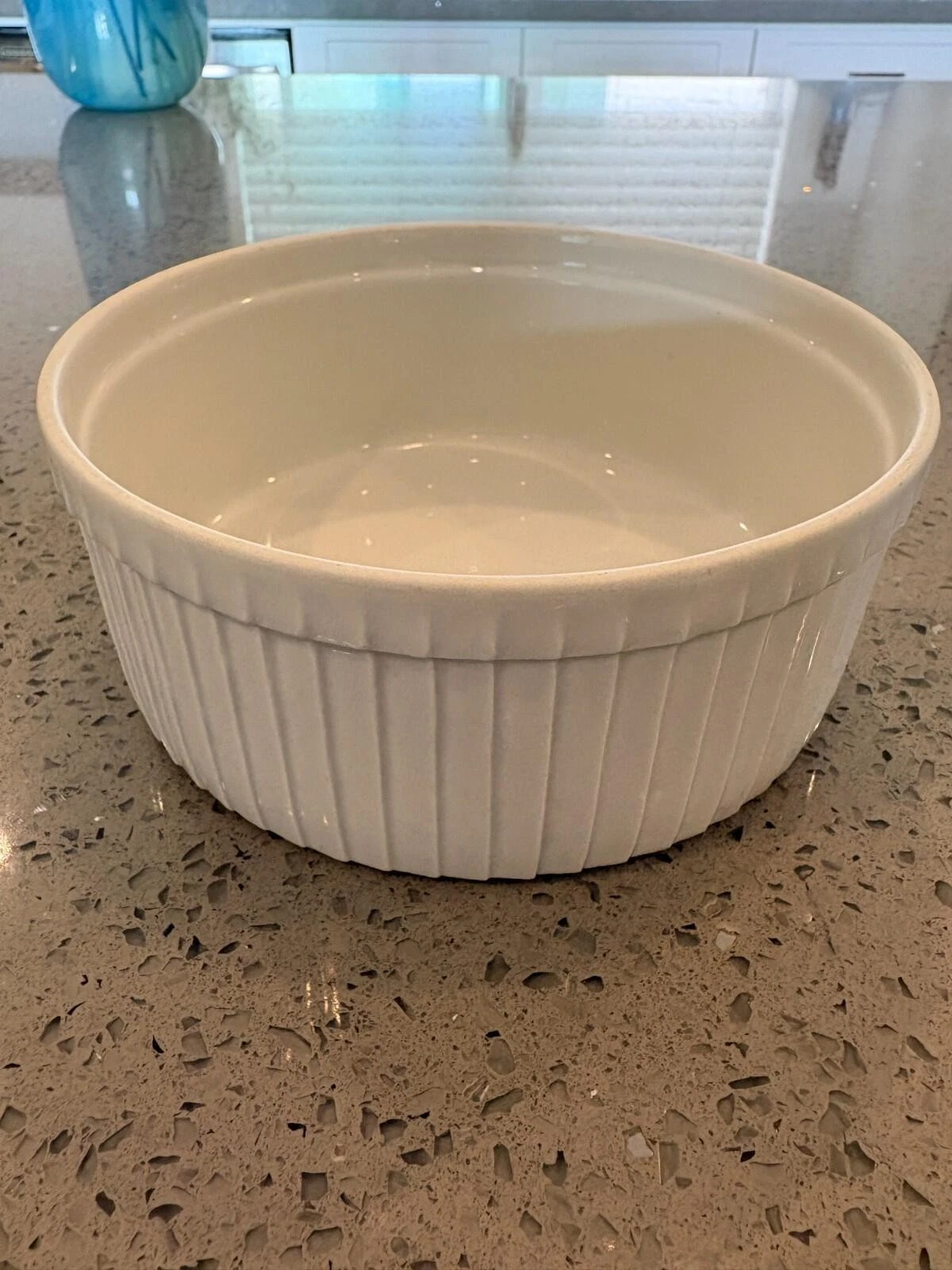 Pillivuyt France White Porcelain Ribbed Soufflé Dish - 6.5" Round Baking Cassero