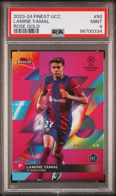 2023-24 TOPPS FINEST UEFA CLUB COMPETITIONS #50 LAMINE YAMAL 16/75 PSA 9