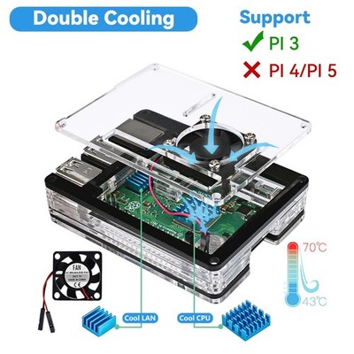 Miuzei Raspberry Pi 3 B+ Case with Fan Cooling 3B 3 clear white | eBay