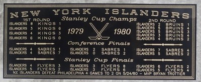 New York Islanders 1979-80 Stanley Cup Champions 4X10 Engraved Plate With Scores