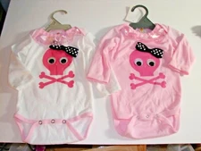Halloween Pink White Skull Goggle Eyes Ruffle Baby Girl Babysuit Jumpsuit  H090