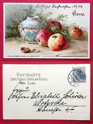 Artist Postcard by C. Klein 1904 Eye Feast Apples (8145