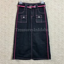 VTG Crest Jeans Skirt Girl's Size 10 Blue Denim Skirt with Belt original owner