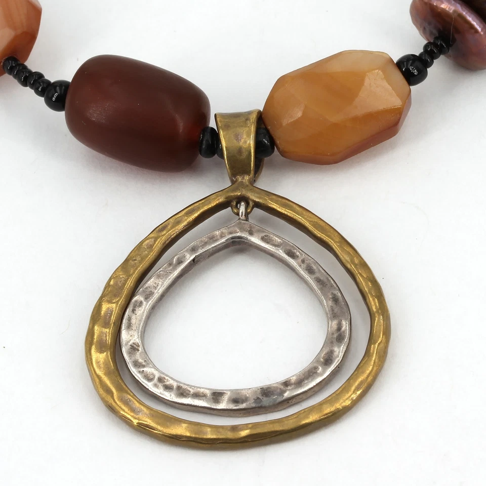 Juego de aretes collar con cuentas con concha de perlas de metal mezclado Silpada retirado N1787 B1776 Foto 4 de 4